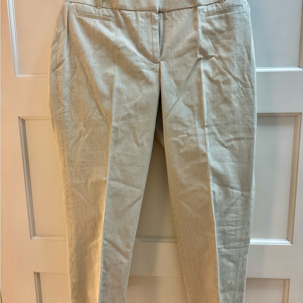 Ann Taylor Loft Striped Cream and Gray Pants